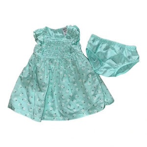 Carter's Mint Green Floral Smocked Dress with Bloomers